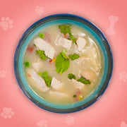 Paw-ltry soup (chicken soup)