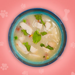 Paw-ltry soup (chicken soup)